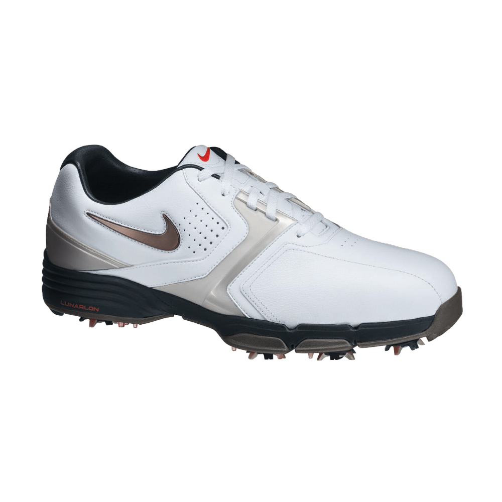 Nike Lunar Saddle (Wide) Men's Golf Shoes - White/Mtlc Dark Grey | Free ...