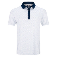 FJ Microflower Print Men's Polo [WHT/NVY]