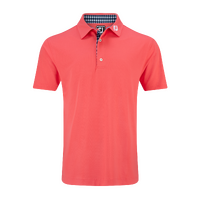 FJ Stretch Gingham Trim Men's Polo [CORAL RED]