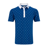  FJ Stretch Golf Print Men's Polo [DEEP BLUE/WHT]