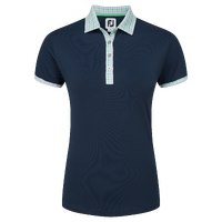 FJ Gingham Trim Pique Women's Polo [NAVY]