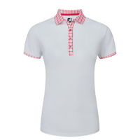 FJ Gingham Trim Women's Polo [WHITE]