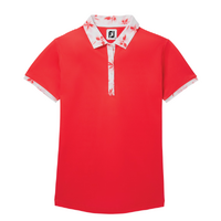 FJ Floral Trim Women's Polo [RED]