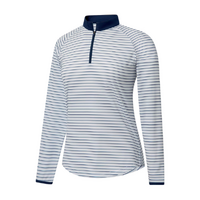 FJ Women's Quarter Zip LS Shirt [WHT/NVY]