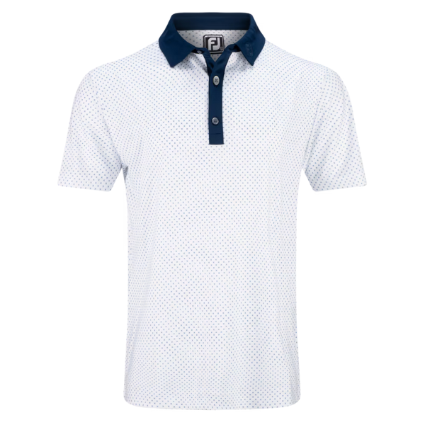 FJ Microflower Print Men's Polo [WHT/NVY][S]