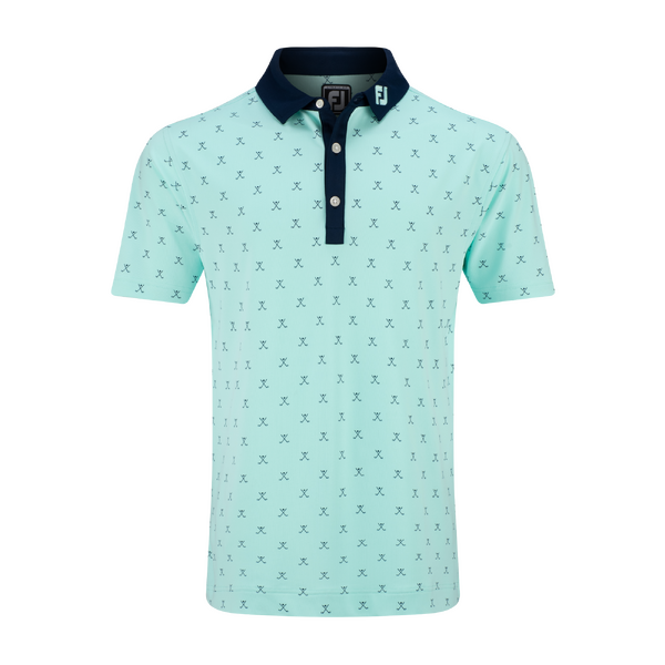   FJ Stretch Golf Print Men's Polo [SEA/NVY][S]