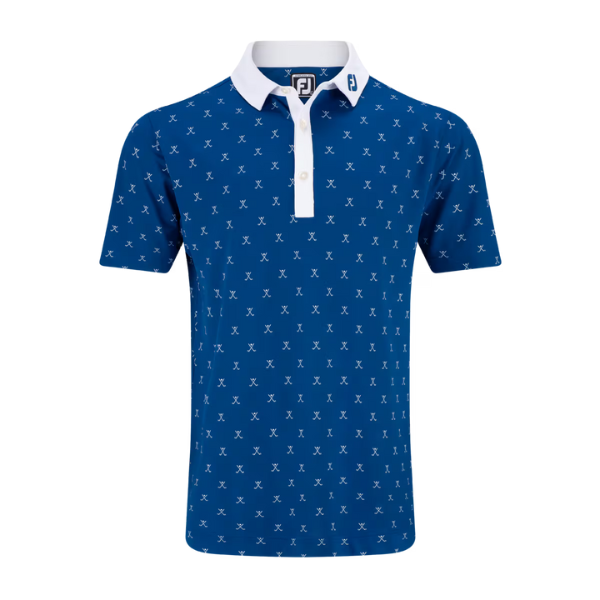   FJ Stretch Golf Print Men's Polo [DEEP BLUE/WHT][S]