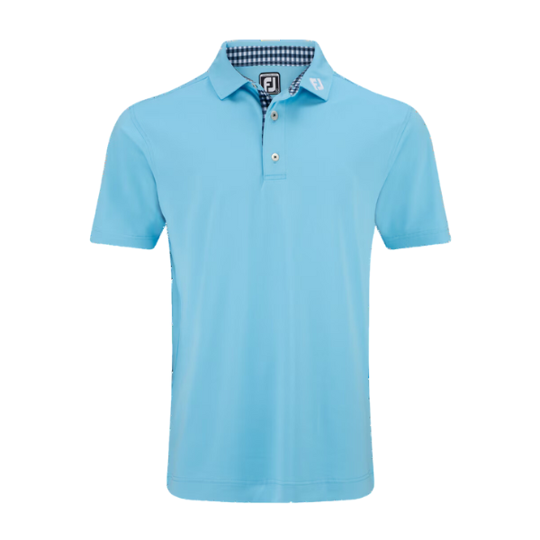 FJ Stretch Gingham Trim Men's Polo [BLUE SKY][S]