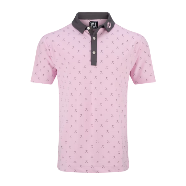  FJ Stretch Golf Print Men's Polo [LT PINK/GRAV][S]