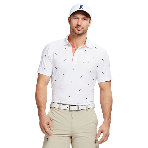 IZOD Swingflex Elite Bird Print Men's Polo [WHITE][S]