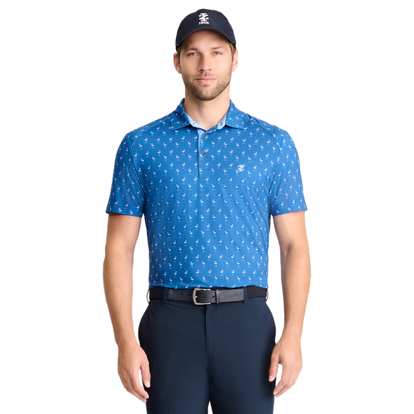 IZOD Swingflex Elite Flamingo Print Men's Polo [BLUE][S]