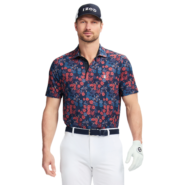 IZOD Large Floral Print Men's Polo [NAVY][S]