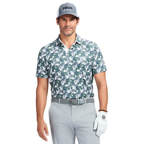 IZOD Large Floral Print Men's Polo [EGRET][S]