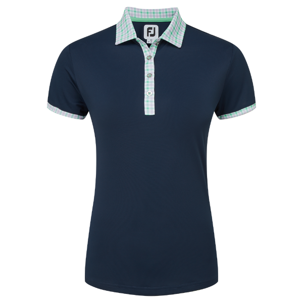 FJ Gingham Trim Pique Women's Polo [NAVY][M]