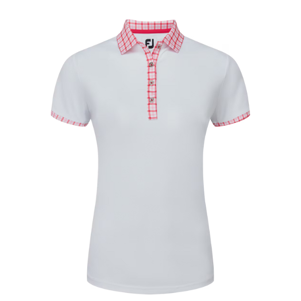 FJ Gingham Trim Women's Polo [WHITE][M]