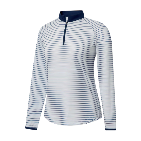 FJ Women's Quarter Zip LS Shirt [WHT/NVY][M]